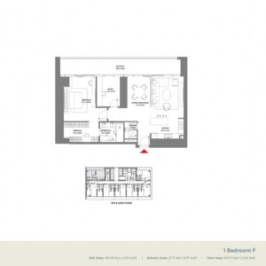 W Residence Dubai Harbour 1 Bedroom Floor Plan