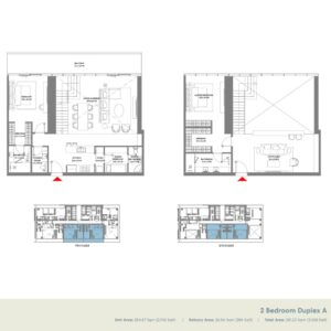 W Residence Dubai Harbour 2 Bedroom Duplex Floor Plan