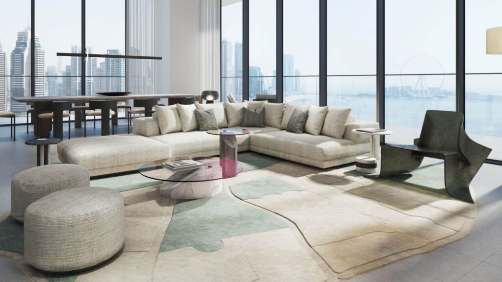 W Residence Dubai Harbour Living Room Interior