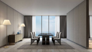 Dining Area Dark Interior - Armani Beach Residence Palm Jumeirah