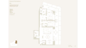 Floor plan of a 2-bedroom Type 05 unit at Four Seasons Private Residence DIFC, showcasing layout and room dimensions