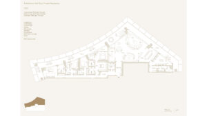 Floor plan of a 4-bedroom half-floor penthouse at Four Seasons Private Residence DIFC, featuring spacious living areas, terraces, and DIFC skyline views.