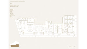 Floor plan of a 5-bedroom half-floor penthouse at Four Seasons Private Residence DIFC, showcasing luxurious living spaces, a family room, and Za'abeel views.