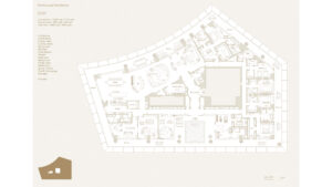 Full-floor penthouse floor plan at Four Seasons Private Residence DIFC, featuring 5 bedrooms, luxurious living spaces, and panoramic full views.